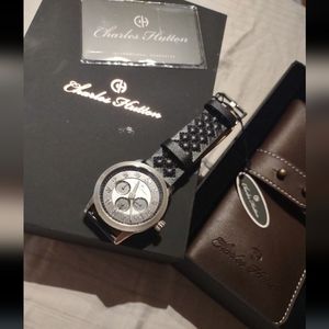 Brand New Charles Hutton Watch with Original Box and Leather Case